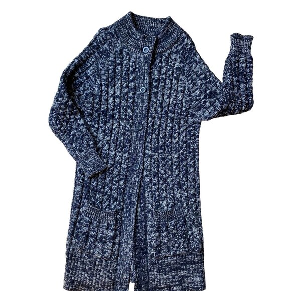 Woolovers Cashmere Wool Duster Cardigan Cable Knit Nautical Chunky Long Granny-L - Picture 8 of 15